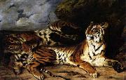 Eugene Delacroix A Young Tiger Playing with its Mother oil painting picture wholesale